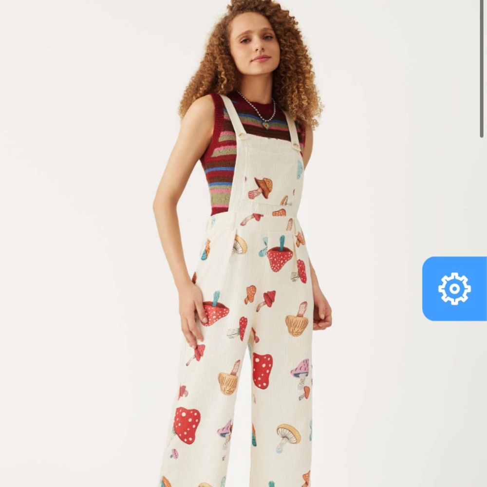 Cider White Mushroom Print Jumpsuit